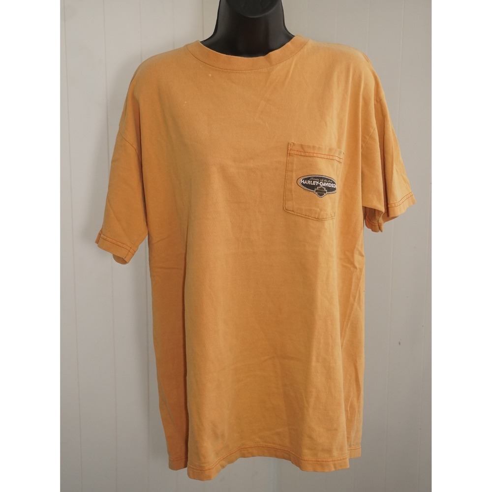 Harley-Davidson XL Orange Cotton Pocket T-Shirt Frazier's Buford GA Graphic